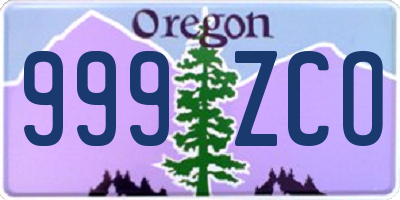 OR license plate 999ZCO