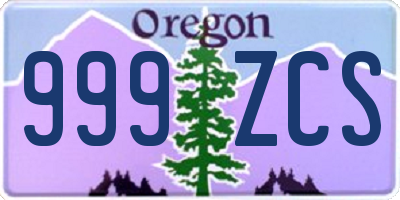 OR license plate 999ZCS