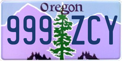 OR license plate 999ZCY