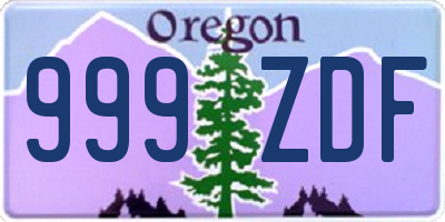 OR license plate 999ZDF