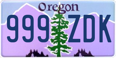 OR license plate 999ZDK
