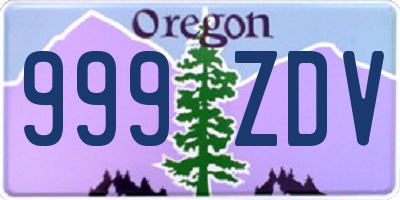 OR license plate 999ZDV