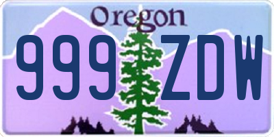 OR license plate 999ZDW