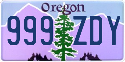 OR license plate 999ZDY