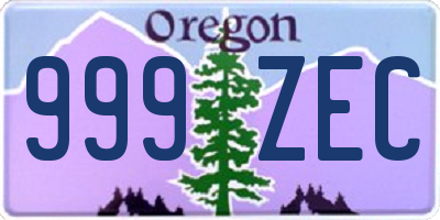 OR license plate 999ZEC