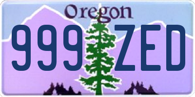 OR license plate 999ZED