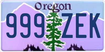 OR license plate 999ZEK