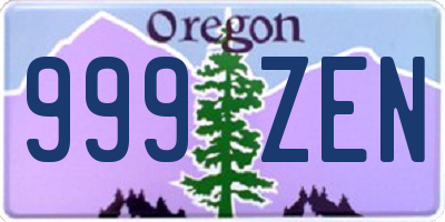 OR license plate 999ZEN