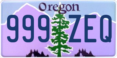 OR license plate 999ZEQ
