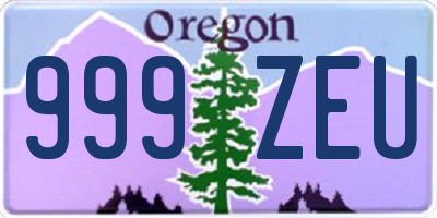 OR license plate 999ZEU