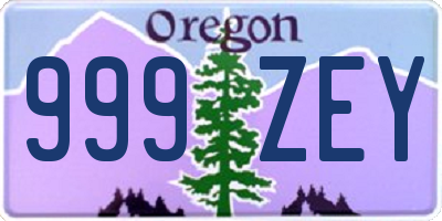 OR license plate 999ZEY