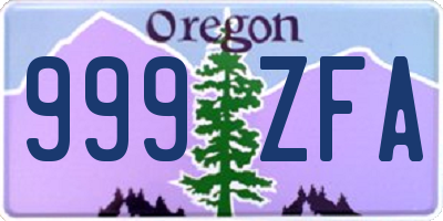 OR license plate 999ZFA