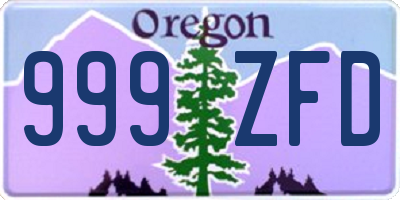 OR license plate 999ZFD