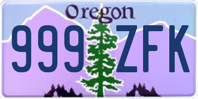 OR license plate 999ZFK