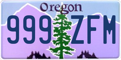 OR license plate 999ZFM