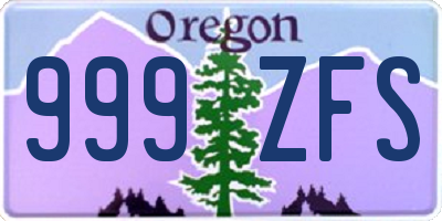 OR license plate 999ZFS