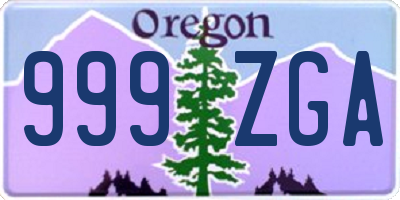 OR license plate 999ZGA