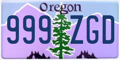 OR license plate 999ZGD