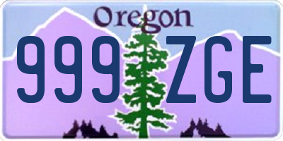 OR license plate 999ZGE