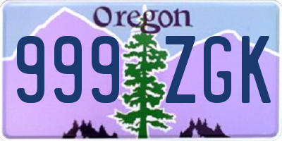 OR license plate 999ZGK