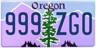 OR license plate 999ZGO