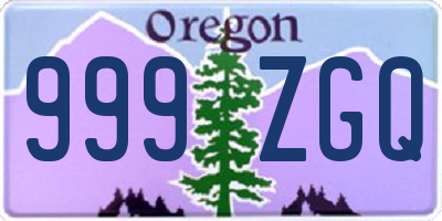 OR license plate 999ZGQ