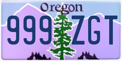 OR license plate 999ZGT