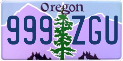 OR license plate 999ZGU