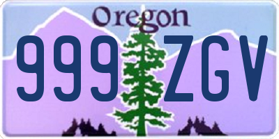 OR license plate 999ZGV