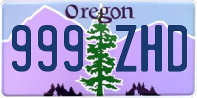 OR license plate 999ZHD