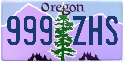 OR license plate 999ZHS