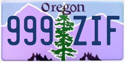 OR license plate 999ZIF