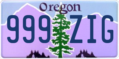 OR license plate 999ZIG