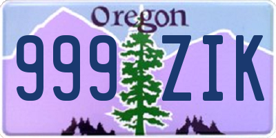 OR license plate 999ZIK