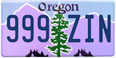 OR license plate 999ZIN