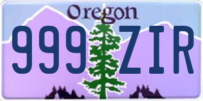 OR license plate 999ZIR