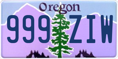 OR license plate 999ZIW