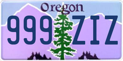 OR license plate 999ZIZ