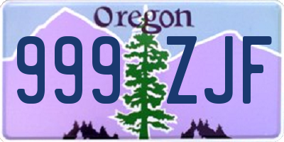 OR license plate 999ZJF