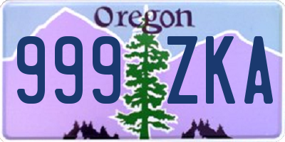 OR license plate 999ZKA