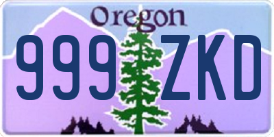 OR license plate 999ZKD