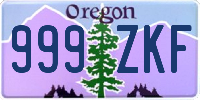 OR license plate 999ZKF