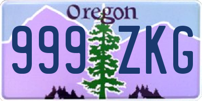 OR license plate 999ZKG