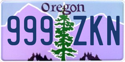 OR license plate 999ZKN