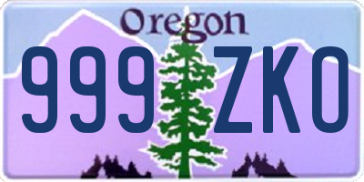 OR license plate 999ZKO