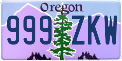 OR license plate 999ZKW