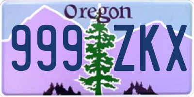 OR license plate 999ZKX