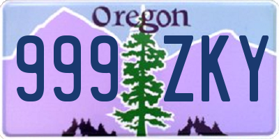 OR license plate 999ZKY