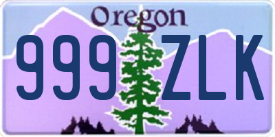 OR license plate 999ZLK