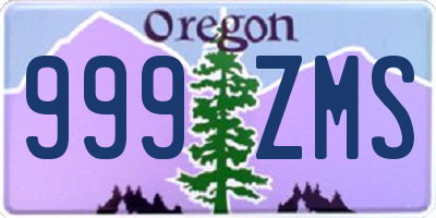 OR license plate 999ZMS